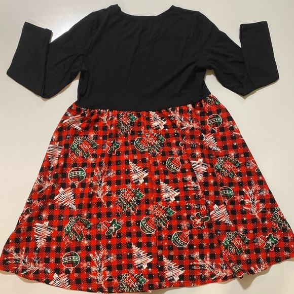 Shein Black & Red Plaid Christmas Print Long Sleeve Dress Women's Size 1XL - Picture 4 of 5